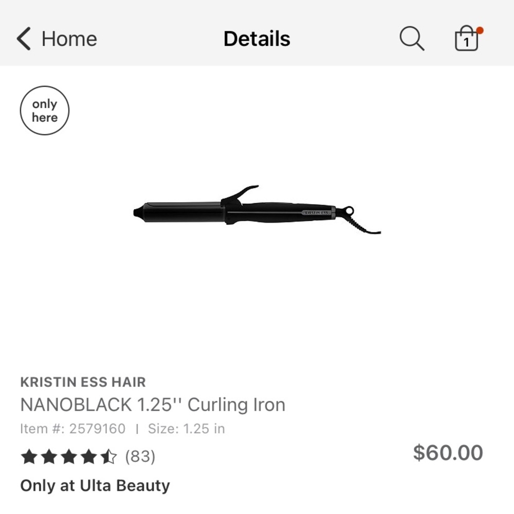 Kristin Ess Nanoblack 1.25” curling iron